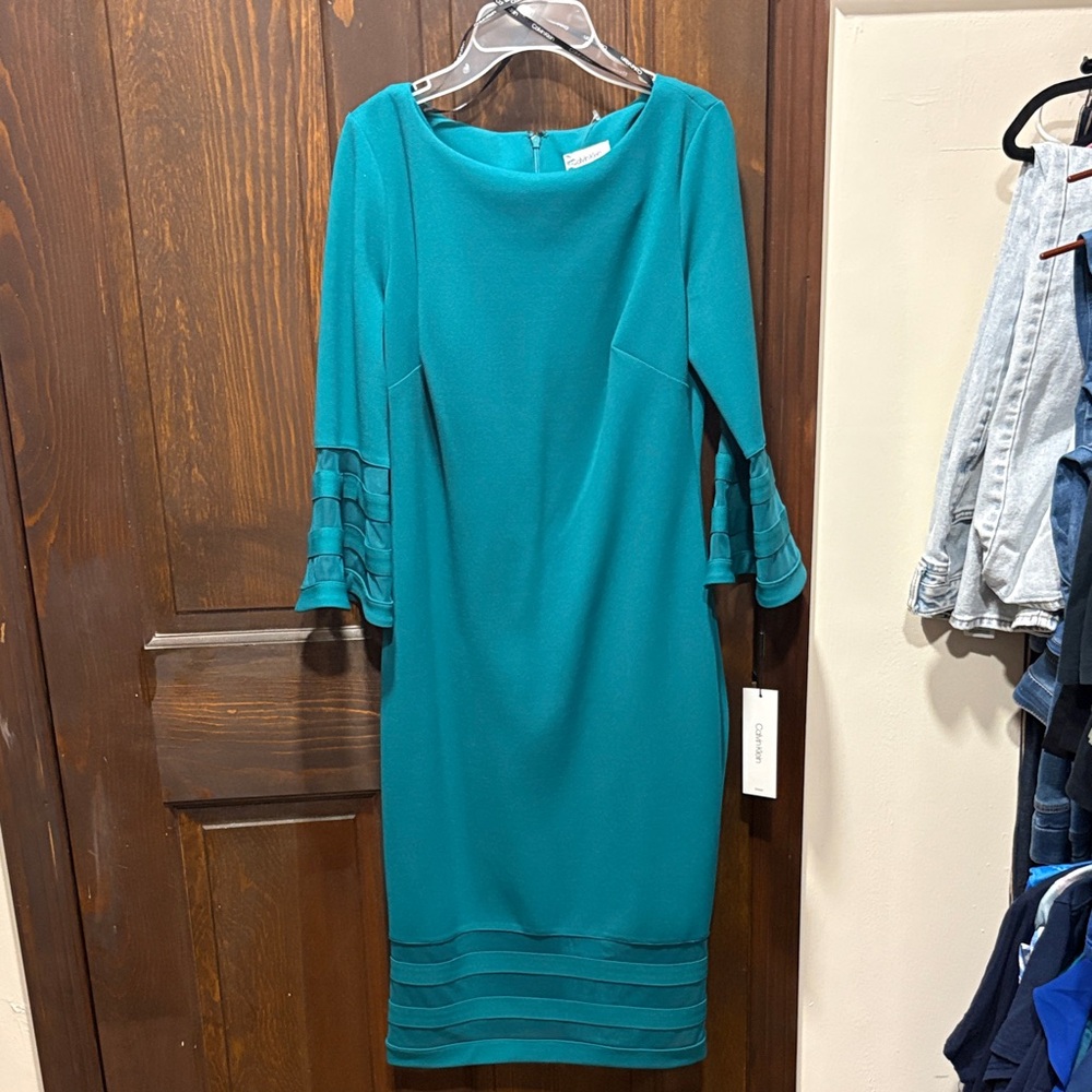Calvin Klein Teal Long Sleeve Dress